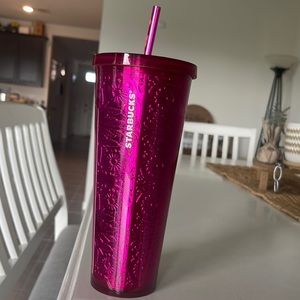 Starbucks Cup - 24 oz Tumbler hot pink floral